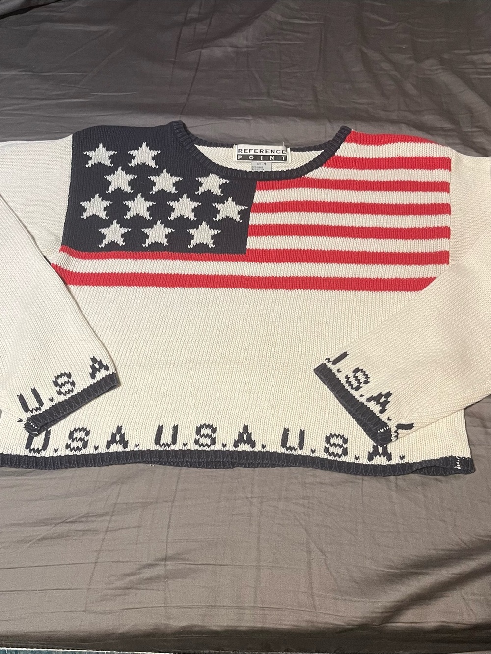 Reference Point USA Flag Crew Neck Sweater - Red, White & Blue